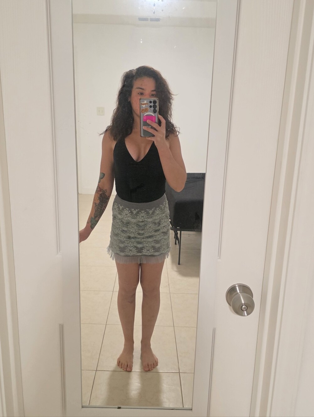 Fossil Gray Tiered Mini Skirt | Layered Zip Back Skirt Women’s Casual Y2K Style